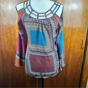 HeartSoul Cut Out Blouse colorful size S